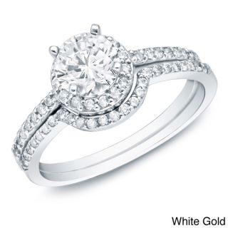 Auriya 14k Gold 1ct TDW Certified Diamond Braided Bridal Ring Set (H I