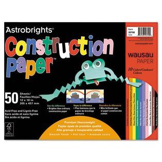 ASTROBRIGHTS CONSTRUCTION PAPER, 72 LB., 12 X 18, ASSORTED, 50 SHEETS