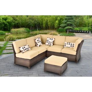 Better Homes and Gardens Cadence Wicker 3 Piece Outdoor Sectional Sofa Set, Tan, Seats 5