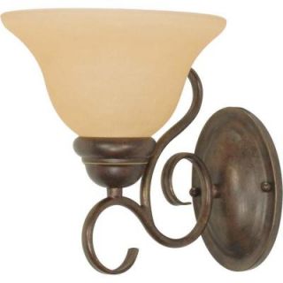 Glomar Adria 1 Light Sonoma Bronze Sconce with Champagne Linen Washed Glass HD 1032