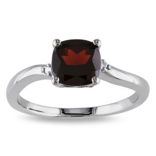 by Miadora Sterling Silver Garnet and Round cut Diamond Accent Ring
