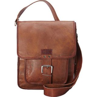 Sharo Brown Distressed Leather 15 inch Laptop Messenger Brief