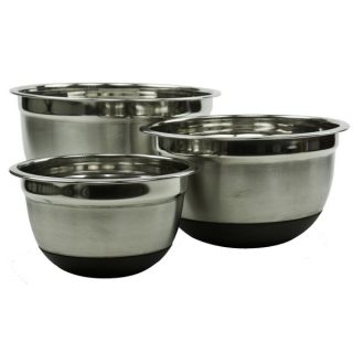 Big Stainless Steel Non skid Silicone Rubber Mixing Bowls (Set of 3