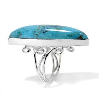 Jay King Elongated Marquise Shaped Turquoise Sterling Silver Ring   7714359