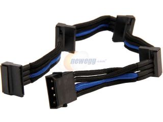 Silverstone PP07 BTSBA One 4pin to Four SATA Connectors Sleeved Extension Power Supply Cable Black & Blue