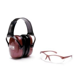 Howard Leight Woman's Shooting Eyes and Ears Combo Kit with Dusty Rose Earmuffs and Clear Anti Fog Lens R 01727