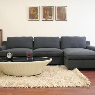 Baxton  Kaspar Slate Gray Fabric Modern Sectional Sofa