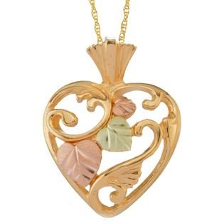 Black Hills Gold Tricolor 10K Open Heart Pendant   Jewelry   Pendants