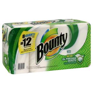 Bounty Paper Towels, Giant Rolls, White, Two Ply, 8 rolls