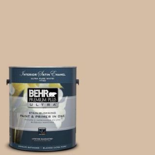 BEHR Premium Plus Ultra 1 gal. #PWL 86 Nutty Beige Satin Enamel Interior Paint 775401