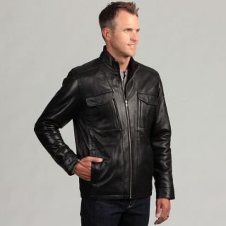 Izod Mens Zip Front Lambskin Leather Jacket  ™ Shopping