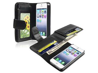 Insten Black Leather Case Cover + Screen Protector Compatible With Apple iPhone 5 / 5s 924567