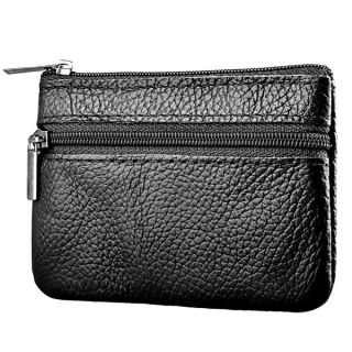 Zodaca 2 zippered Multi purpose Genuine 100% Leather Wallet Coin Bag