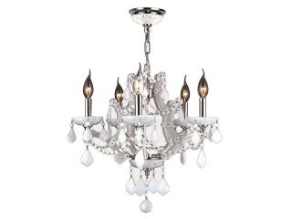 Lyre Collection 5 Light Chrome Finish and White Crystal Chandelier   CLEARANCE