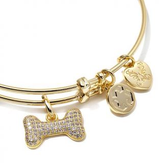 Angelica Dog Bone Charm 7" Slide Clasp Bangle Bracelet   8115322