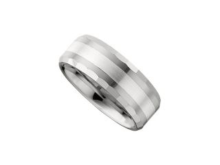 8.3MM Dura Tungsten Flat Beveled Band With Sterling Silver Inlay Size 11