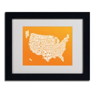 Michael Tompsett ORANGE USA States Text Map Framed Matted Art