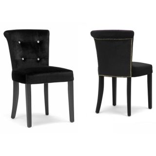 Baxton Studio Larouche Black Velveteen Modern Dining Chairs (Set of 2