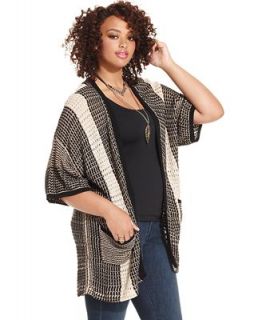 Lucky Brand Plus Size Short Sleeve Patterned Cardigan