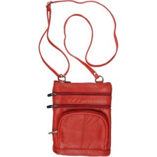 Brinley Co. Womens Genuine Leather Multi pocket Crossbody Bag
