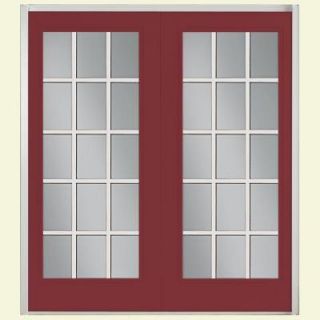 Masonite 60 in. x 80 in. Red Bluff Prehung Right Hand Inswing 15 Lite Steel Patio Door with No Brickmold 23560