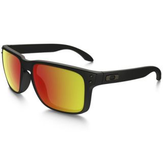 Oakley Polarized Holbrook Sunglasses   Matte Black with Ruby Iridium Lens 884206