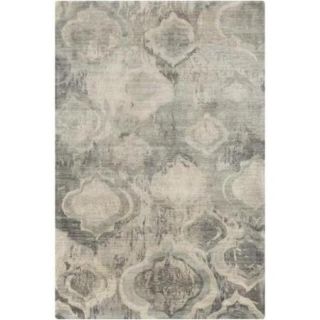 8' x 11' Dark Gray and Ivory Hand Knotted Wool Area Throw Rug