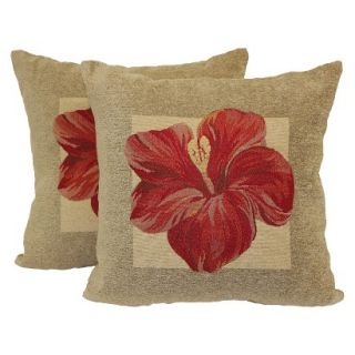 Pack Coastal Hibiscus Decorative Pillow 16x16   Multi Colored
