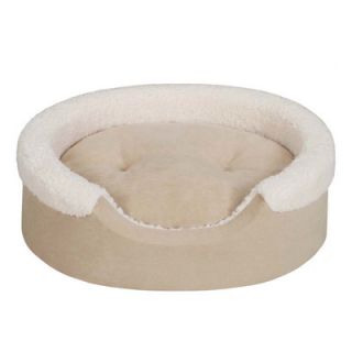 Soft Touch Tan Faux Suede Oval Cuddler Bolster Dog Bed
