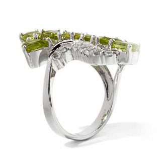 Victoria Wieck 3.68ct Peridot and White Topaz Elongated Sterling Silver Ring   7824262