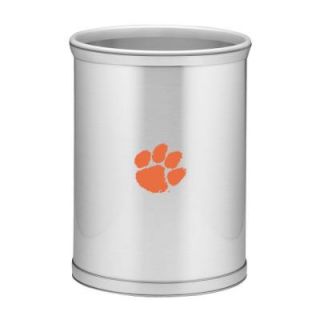 Kraftware 13 in. Clemson Brushed Chrome Mylar Trash Can 22174