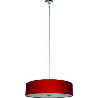 Yosemite Home Decor Lyell Forks Family 5 Light Satin Steel Pendant with Chili Pepper Red Fabric Shade SH3007 5P CPRS
