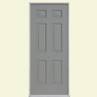 Masonite 30 in. x 80 in. 6 Panel Painted Steel Prehung Front Door with No Brickmold 34207