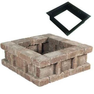 Pavestone 38.5 in. x 14 in. RumbleStone Square Fire Pit Kit in Cafe RSK50369