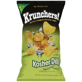 Krunchers Kettle Cooked Kosher Dill Potato Chips 8 OZ BAG   Food