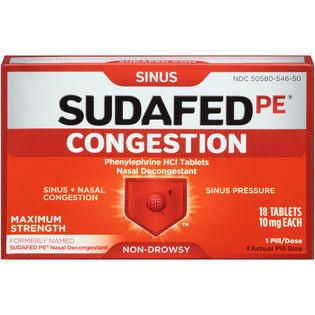 Sudafed Non Drowsy Sinus Congestion Maximum Strength Tablet SUDAFED PE