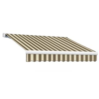 Awntech 144 in Wide x 120 in Projection Brown/Tan/White Stripe Slope Patio Retractable Remote Control Awning