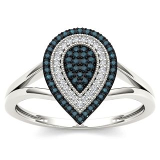 De Couer 10k White Gold 1/5ct TDW Blue and White Pear shaped Diamond