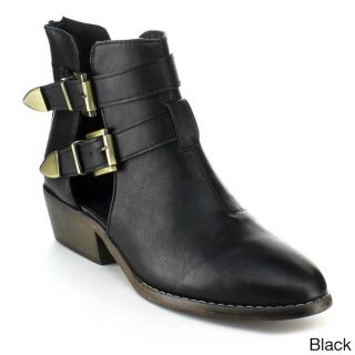 Yoki Womens Catalina Buckled Straps Cut out Ankle Booties