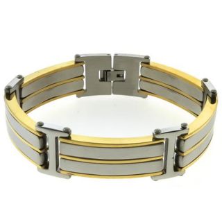 2 Tone Amazing Stainless Steel Gold and Silver Men's Bracelet 8 Inch & 15MM Wide