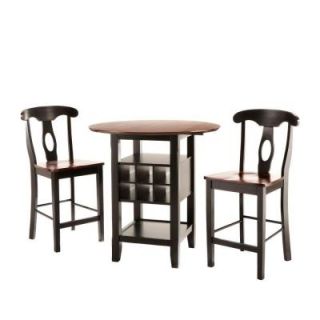 HomeSullivan Kamerfield 3 Piece Wood Counter Height Dining Set in Black and Cherry 40937D850P(3A)