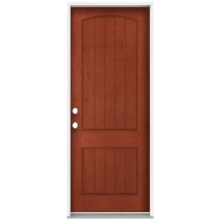 JELD WEN 36 in. x 96 in. Architectural 2 Panel Arch Top Plank Stained Mahogany Fiberglass Front Door Slab THDJW215600075