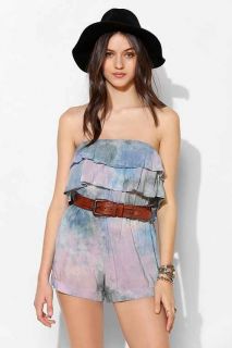 Blue Life Silky Strapless Ruffle Top Romper