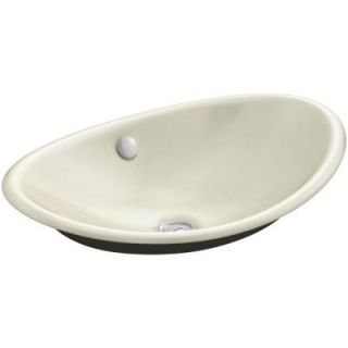 KOHLER Iron Plains Cast Iron Vessel Sink in Cane Sugar with Iron Black Painted Underside with Overflow Drain K 5403 P5 FD