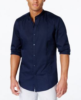Alfani Slim Long Sleeve Band Collar Shirt   Casual Button Down Shirts