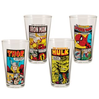 Vandor Marvel Comics 4 Piece 16 oz. Glass Mug Set