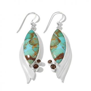 Jay King Turquoise and Smoky Quartz Drop Sterling Silver Earrings   7718558