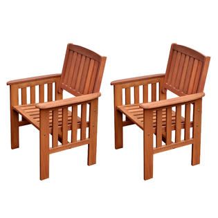 CorLiving Miramar Cinnamon Brown Hardwood Outdoor Armchairs, Set of 2