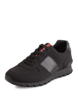 Prada Leather & Nylon Running Sneaker, Black