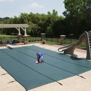 Dirt Defender Green Rectangular In Ground Pool Safety Cover w/ 4 ft. x